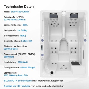 Weißer Tronitechnik Outdoor Whirlpool Spa Elba (210x150cm) mit Hydromassage.