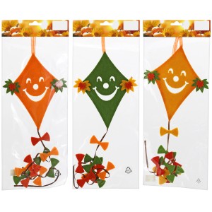 Deko Drachenhänger aus Filz, 70 cm, in Orange, Grün und Gelb, Herbstdekoration.
