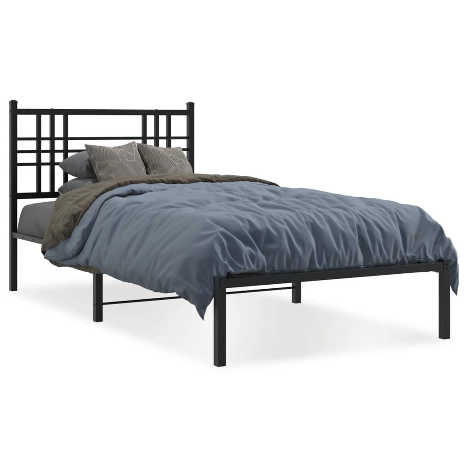 vidaXL Bettgestell mit Kopfteil Metall Schwarz 90x190 cm 376316 günstig online kaufen