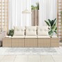 Beiges 3-teiliges Garten-Sofa-Set aus Poly Rattan von vidaXL. Modulares Lounge-Set mit Kissen für Terrasse und Garten.