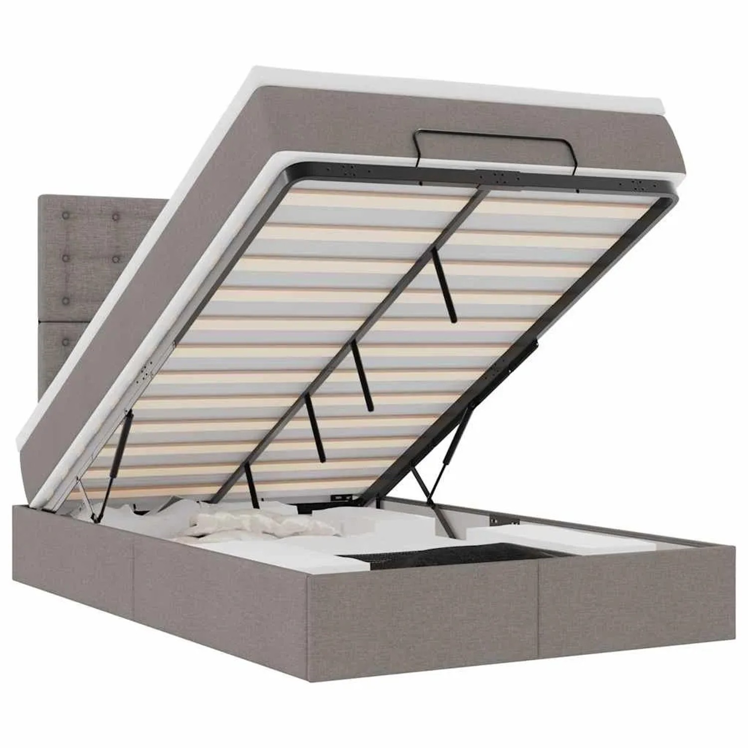 vidaXL Ottoman-Bett mit Matratze & LEDs Taupe 120x200 cm Stoff 3314166