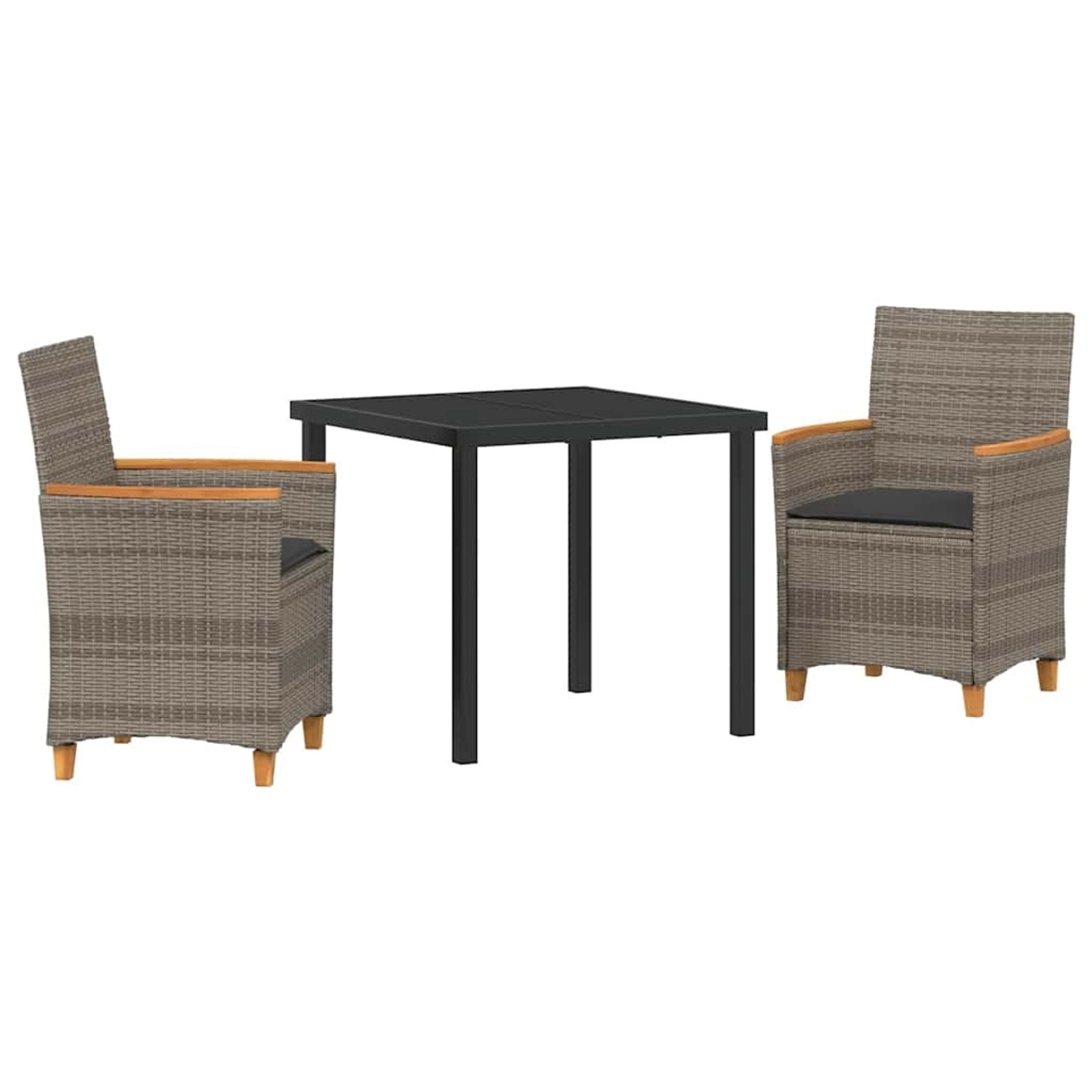vidaXL Garten Essgruppe 3-Tlg Grau Poly Rattan 3381093 günstig online kaufen