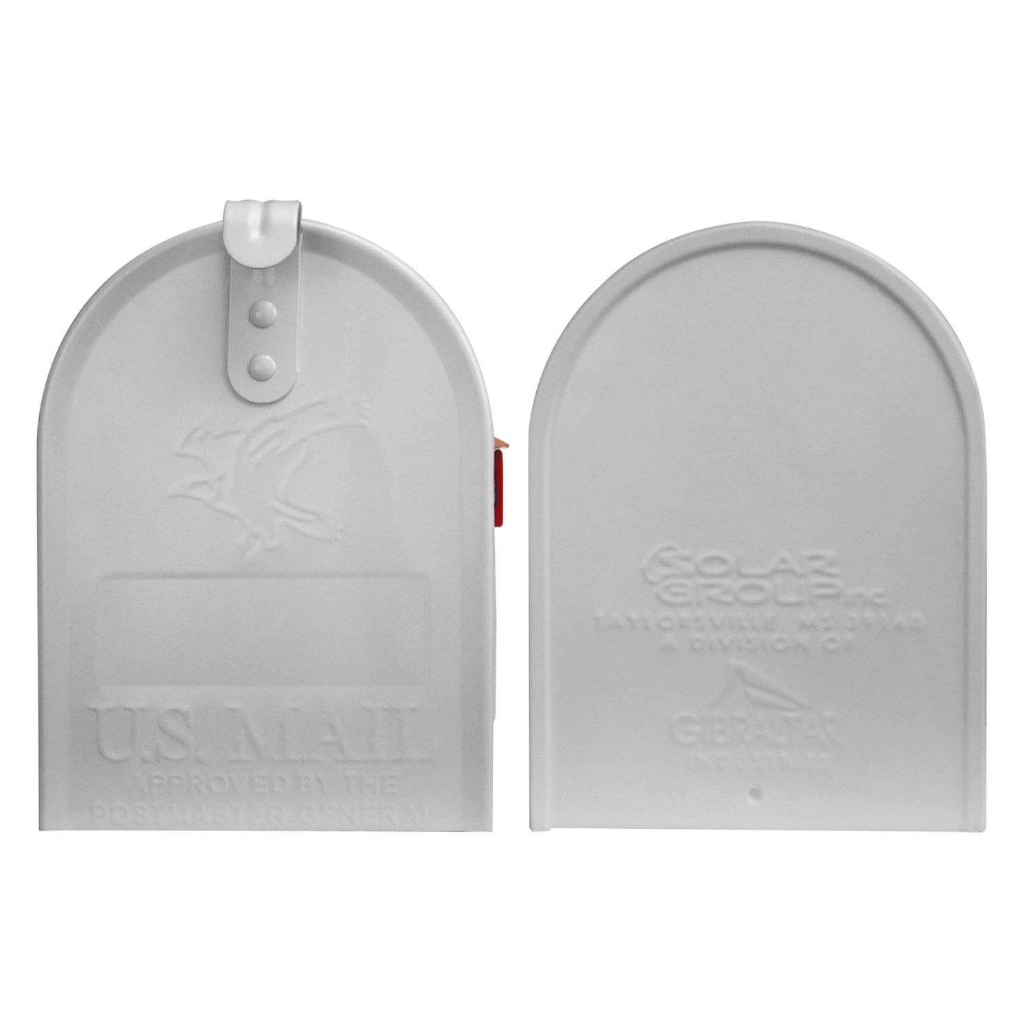 Weißer Banjado US Briefkasten mit Fußball Motiv, Stahl pulverbeschichtet, 48x22x16cm.