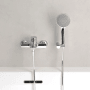 Villeroy & Boch Oasis Badewannenarmatur Aufputz, Chrom, mit Handbrause. Modernes, rundes Design für Ihr Bad.