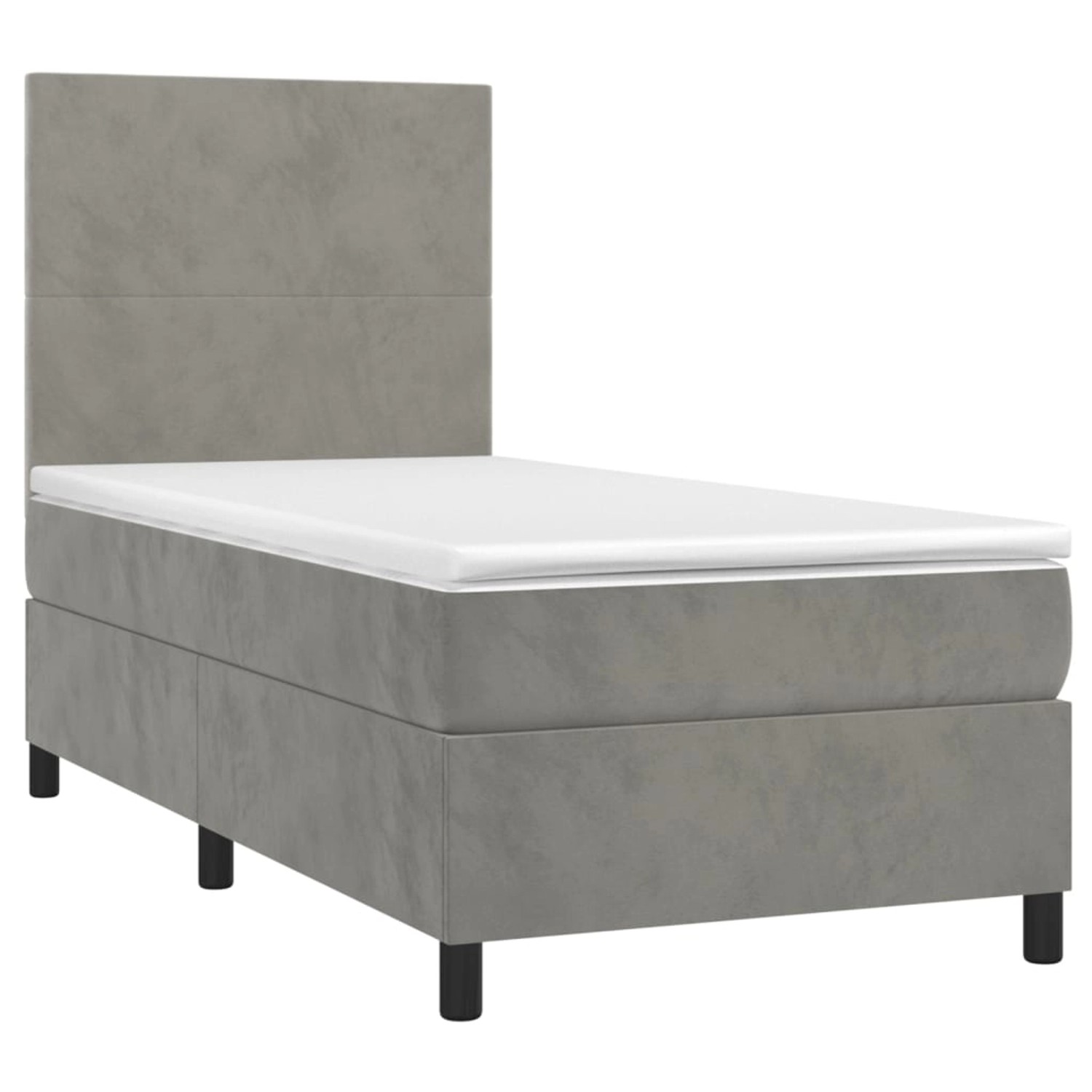 vidaXL Boxspringbett mit Matratze & LED Hellgrau 90x200 cm Samt 3135981 günstig online kaufen