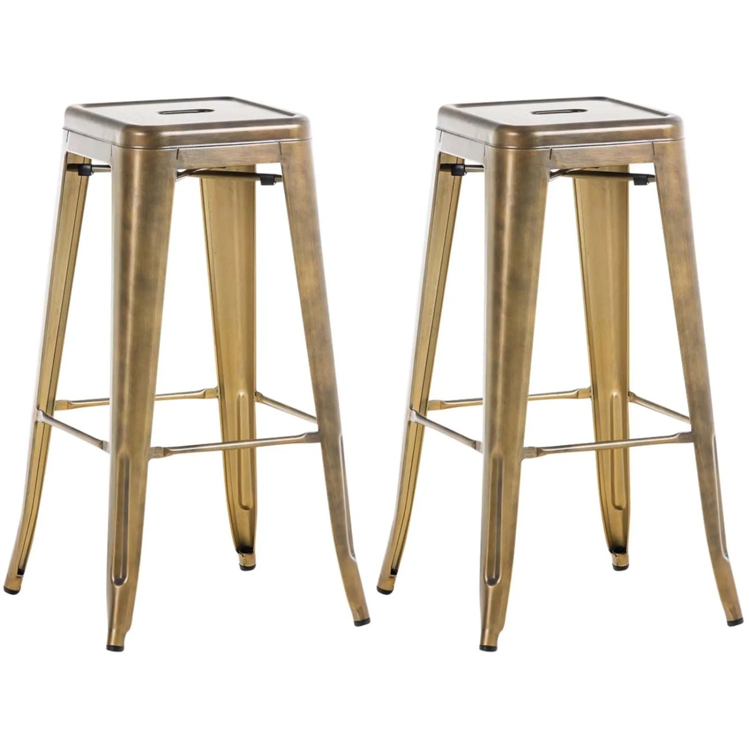 DELUKE Barhocker 2er Set MILAN Gold Metall Barstuhl Ohne Lehne Tresenhocker Tresenstuhl