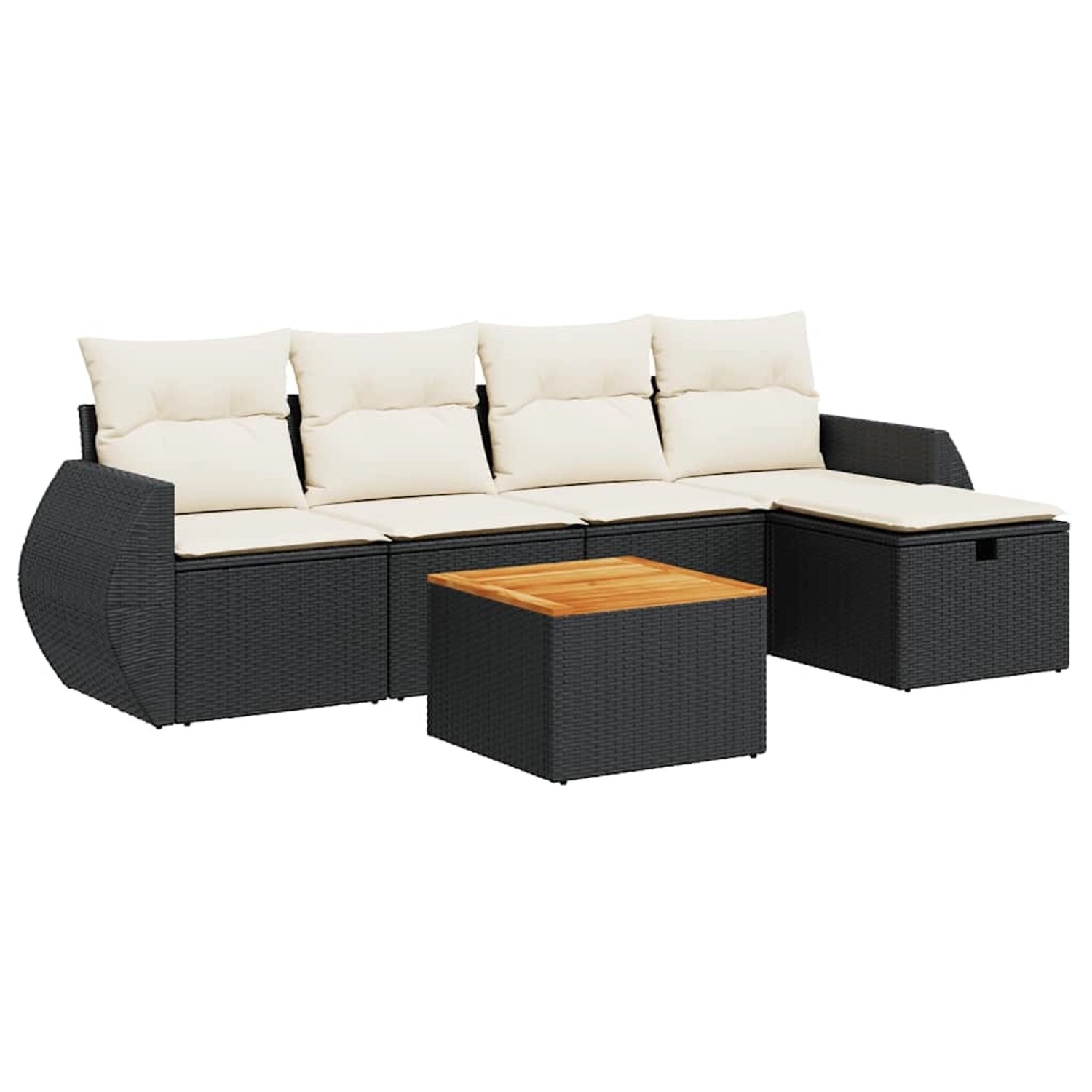 vidaXL 6-Tlg Garten-Sofagarnitur mit Kissen Schwarz Poly Rattan 3325836 günstig online kaufen