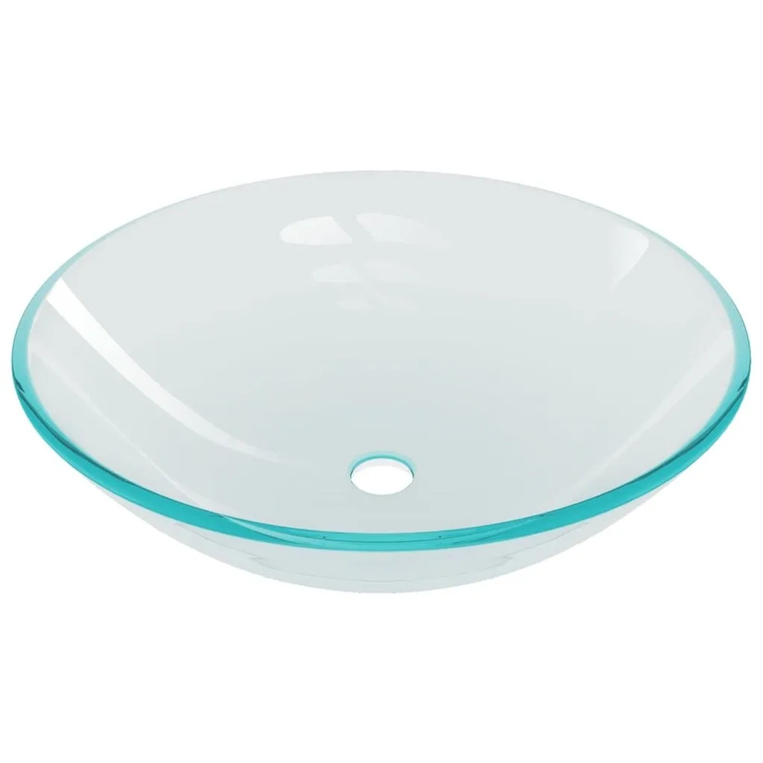 Transparentes vidaXL Waschbecken aus Glas mit Armatur und Ablaufgarnitur.