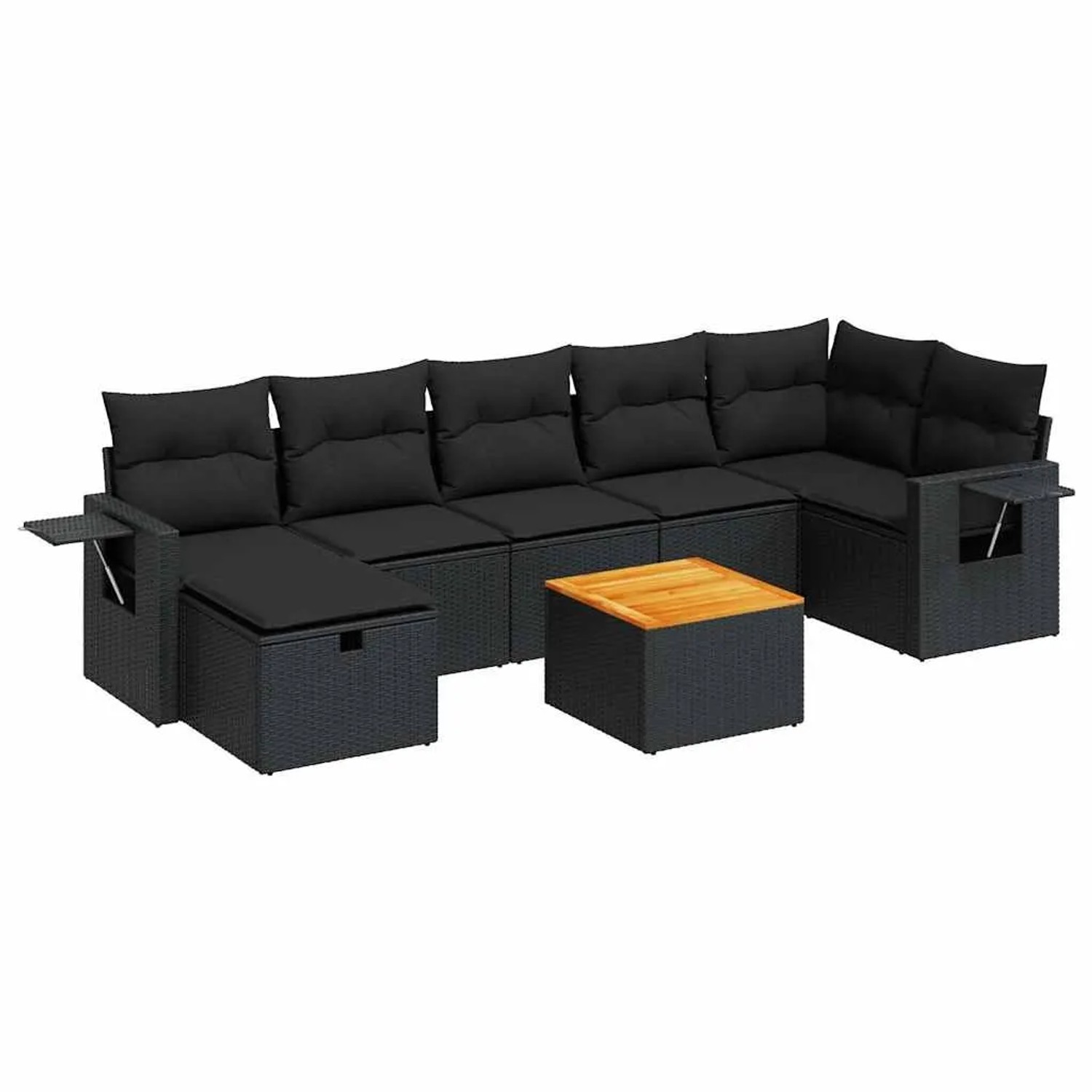 vidaXL 8-Tlg Garten-Sofagarnitur mit Kissen Schwarz Poly Rattan 3325821 günstig online kaufen