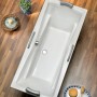 Rechteckige Badewanne Atlanta Duo, 180x80 cm, mit Griffen und symmetrischem Design.