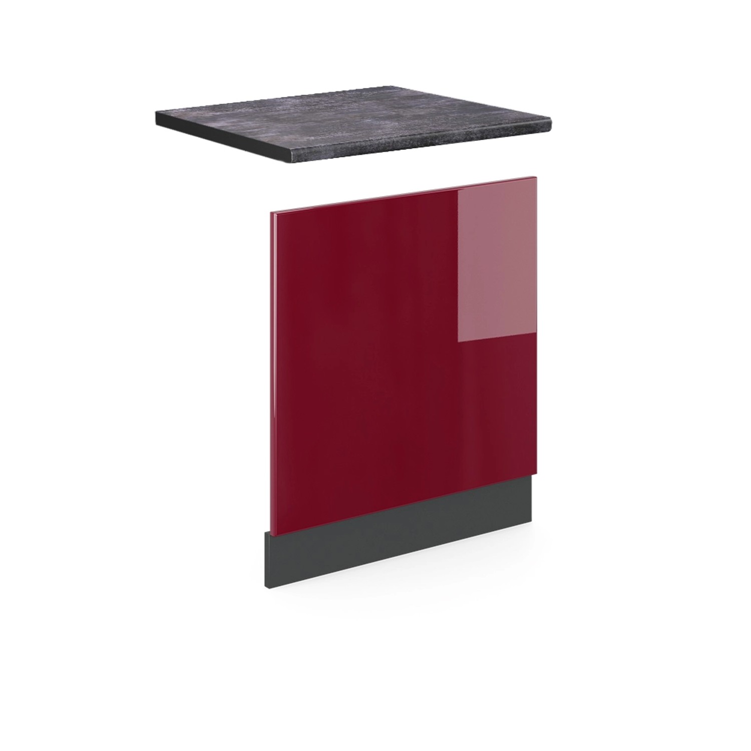 Vicco Frontblende R-Line Geschirrspüler Fronttür Rot/Anthrazit 60 cm AP Anthrazit mit Anthrazit Korpus