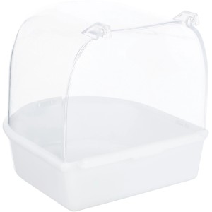 Trixie Badehaus, halbrunde Vogelbadewanne aus Kunststoff zum Einhängen in den Vogelkäfig, 14x14x15cm.