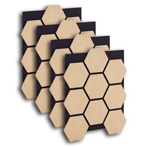 Homestyle4u Akustikpaneele, 4 Holz Wandpaneele in Hexagonform, Natur