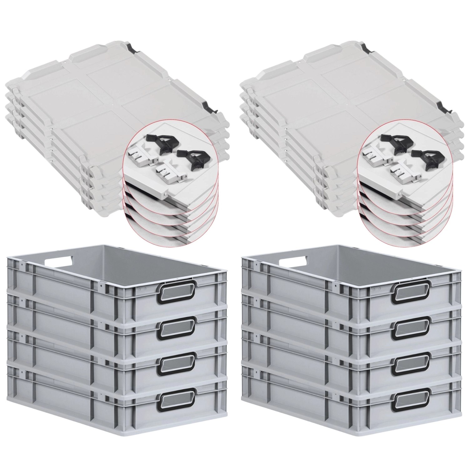PROREGAL SuperSparSet 8x Eurobox Nextgen Color Mit Scharnierdeckel HxBxT 12 günstig online kaufen