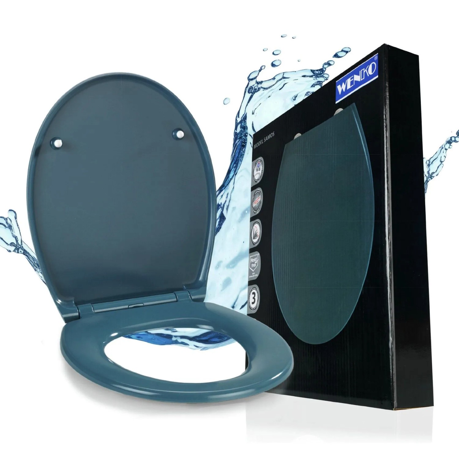 WENKO WC Sitz Mod. Samos Slate Blue mit Absenkautomatik
