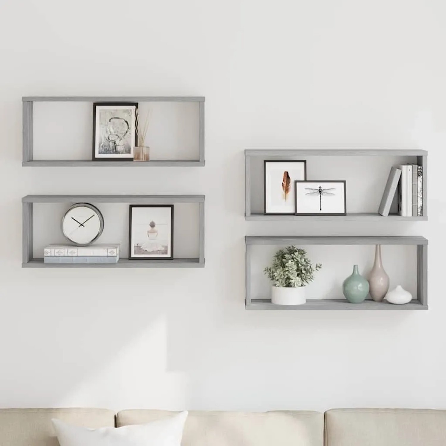 vidaXL Würfelregale 4 Stk Grau Sonoma 60x15x23 cm Holzwerkstoff 815928_2