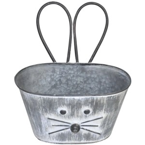 Boltze Pflanztopf aus Zink mit Hasenmotiv, 14x15x24,5cm, ideal für Ostern.