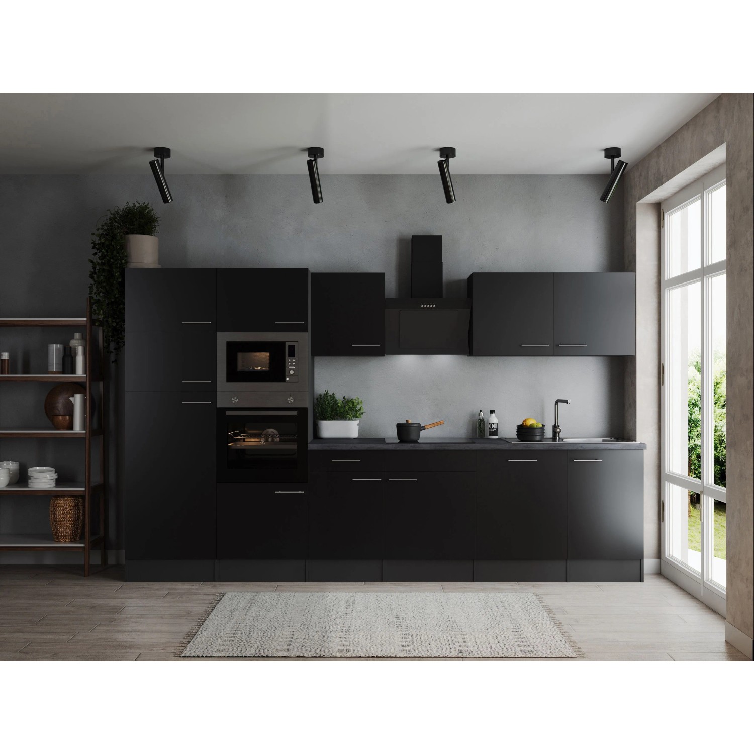 Thumbnail - Respekta Küchenzeile Oliver 340 cm Schwarz