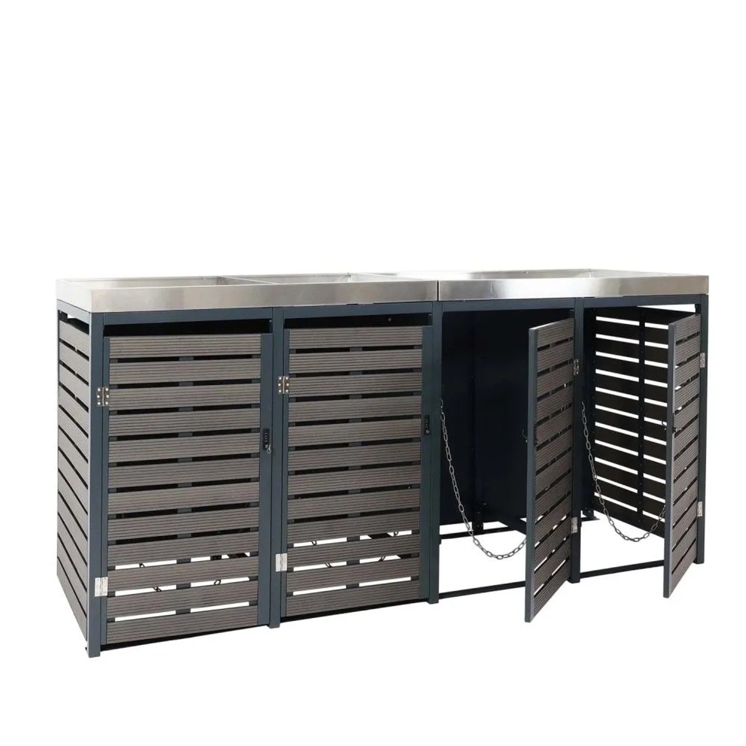 MCW 4er Mülltonnenverkleidung K14 Anthrazit 124x265x84cm