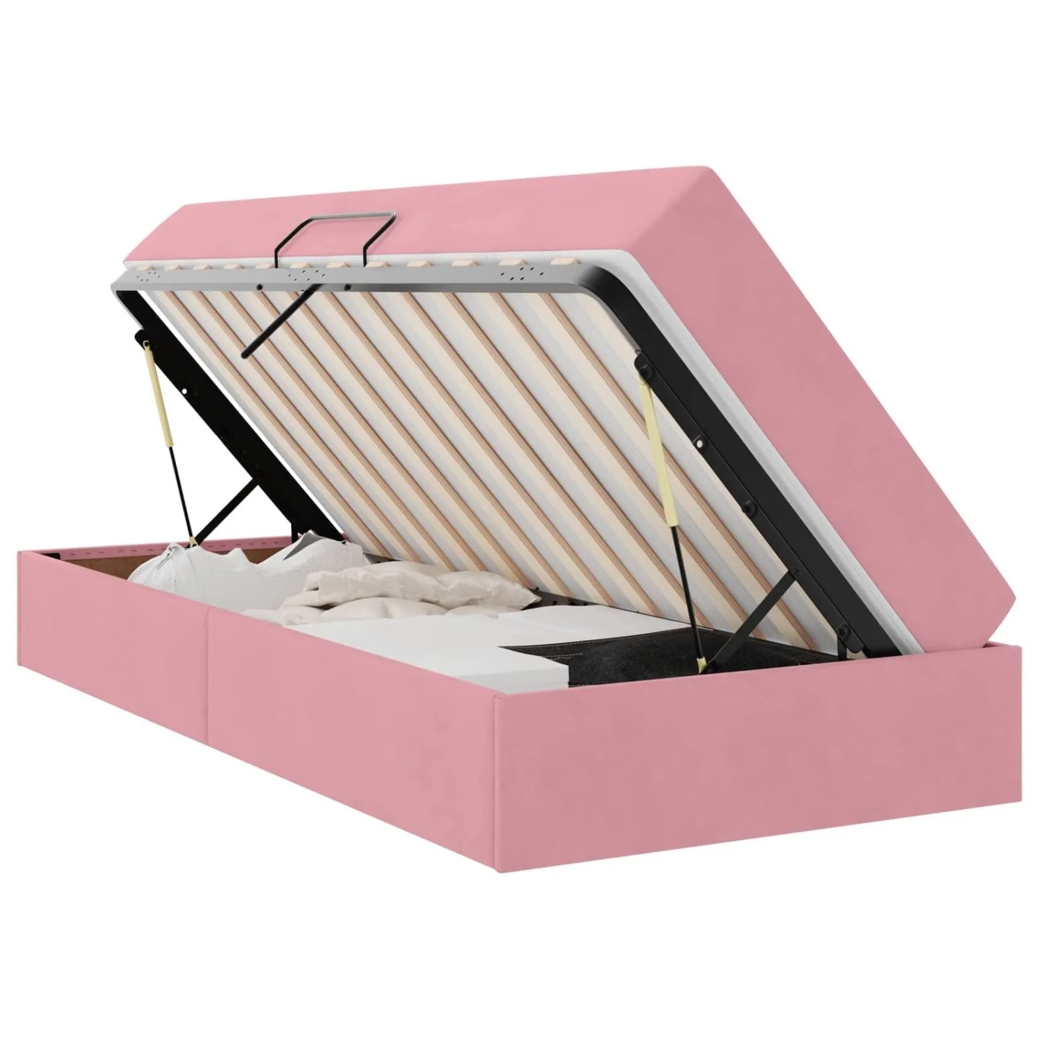 vidaXL Aufbewahrungsbett mit Matratze Rosa 90 x 190 cm Samt 3399693