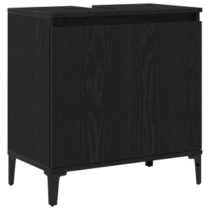 vidaXL Waschbeckenschrank in Schwarz Eichen-Optik mit zwei Türen und Füßen.