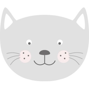 ESTAhome Wandtattoo Tierkopf Katze, hellgrau, 70x58cm, für Kinderzimmer