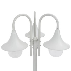 vidaXL Garten-Pollerleuchte E27 220 cm Aluminium 3-Laterne Weiß 44206