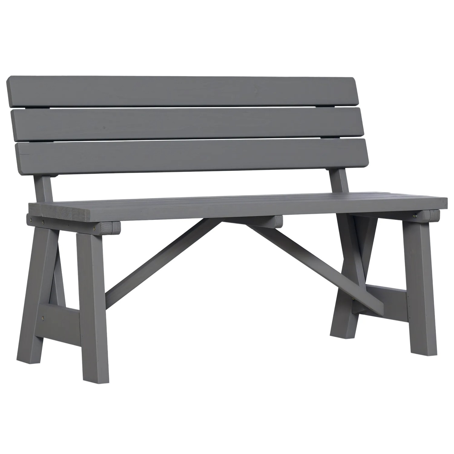 Outsunny Gartenbank 2-Sitzer Kieferholz 116L x 56B x 80H cm Grau