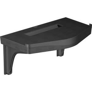 Schwarze D-Line Kabel-Organizer-Ablage zur Wandmontage mit integriertem Kabelmanagement.