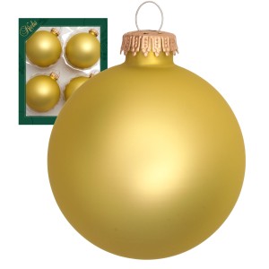 Krebs Glas Lauscha Weihnachtskugeln Gold Matt Uni 4er-Set 8cm