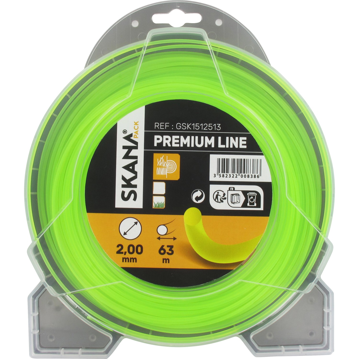 Skana Premium-Mähfaden Rundprofil Ø 2 mm x 63 m Gelb