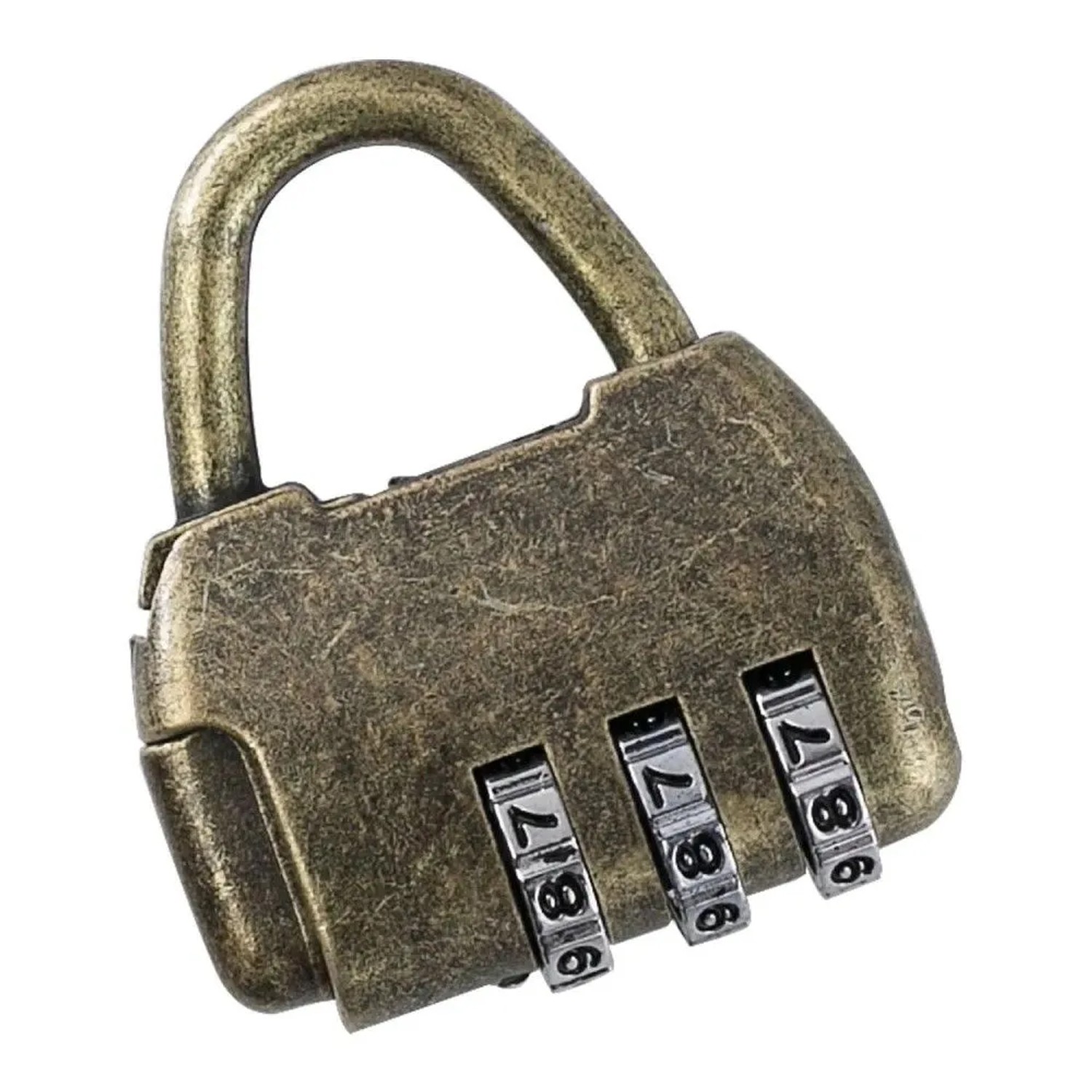 HMF Vintage Deko Zahlenschloss Vorhängeschloss 3-Stellig 43 x 35 x 12 mm Gold