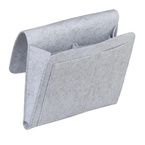 Relaxdays Betttasche Filz Hellgrau 5 Fächer 26 cm x 28 cm x 5 cm 180 g
