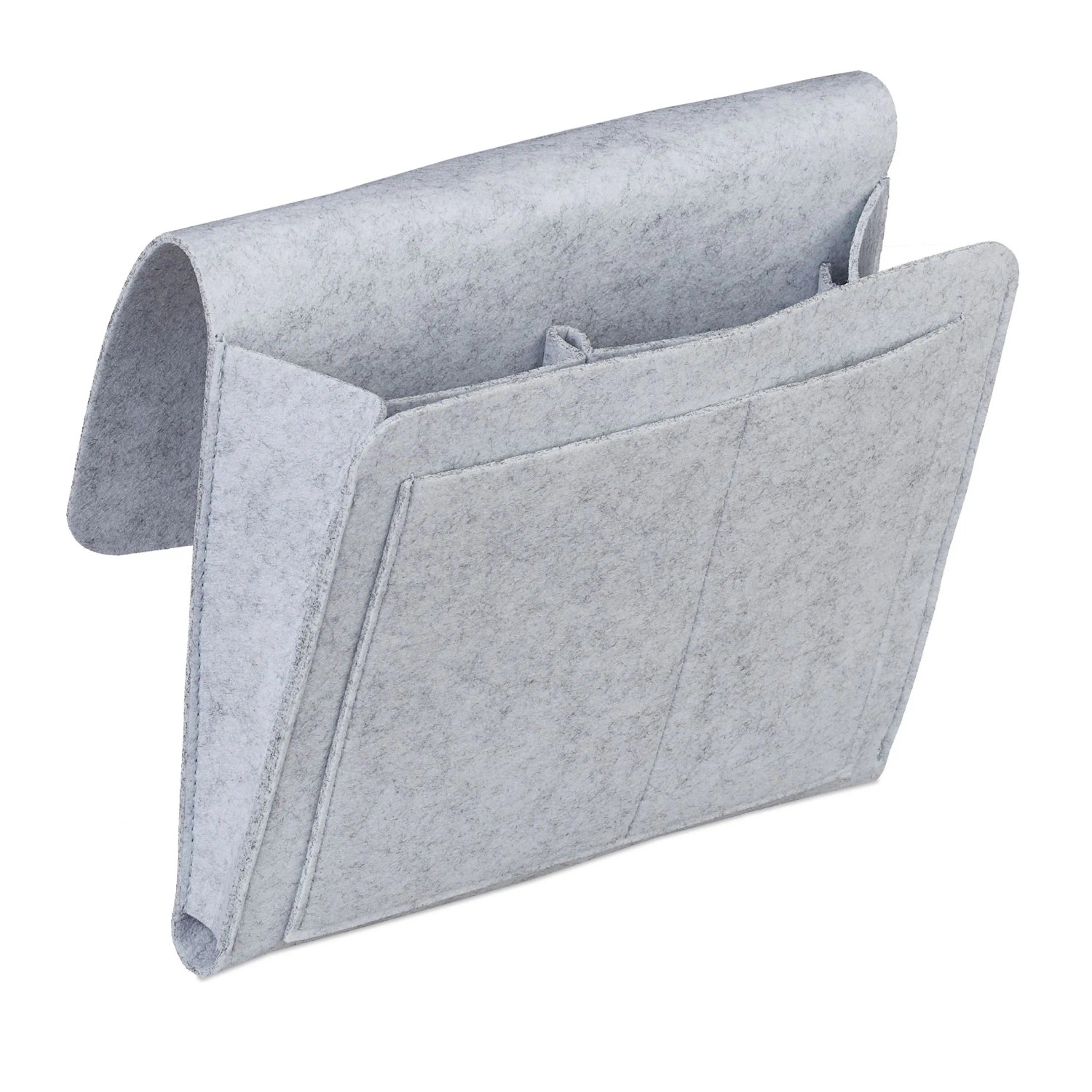 Relaxdays Betttasche Filz Hellgrau 5 Fächer 26 cm x 28 cm x 5 cm 180 g