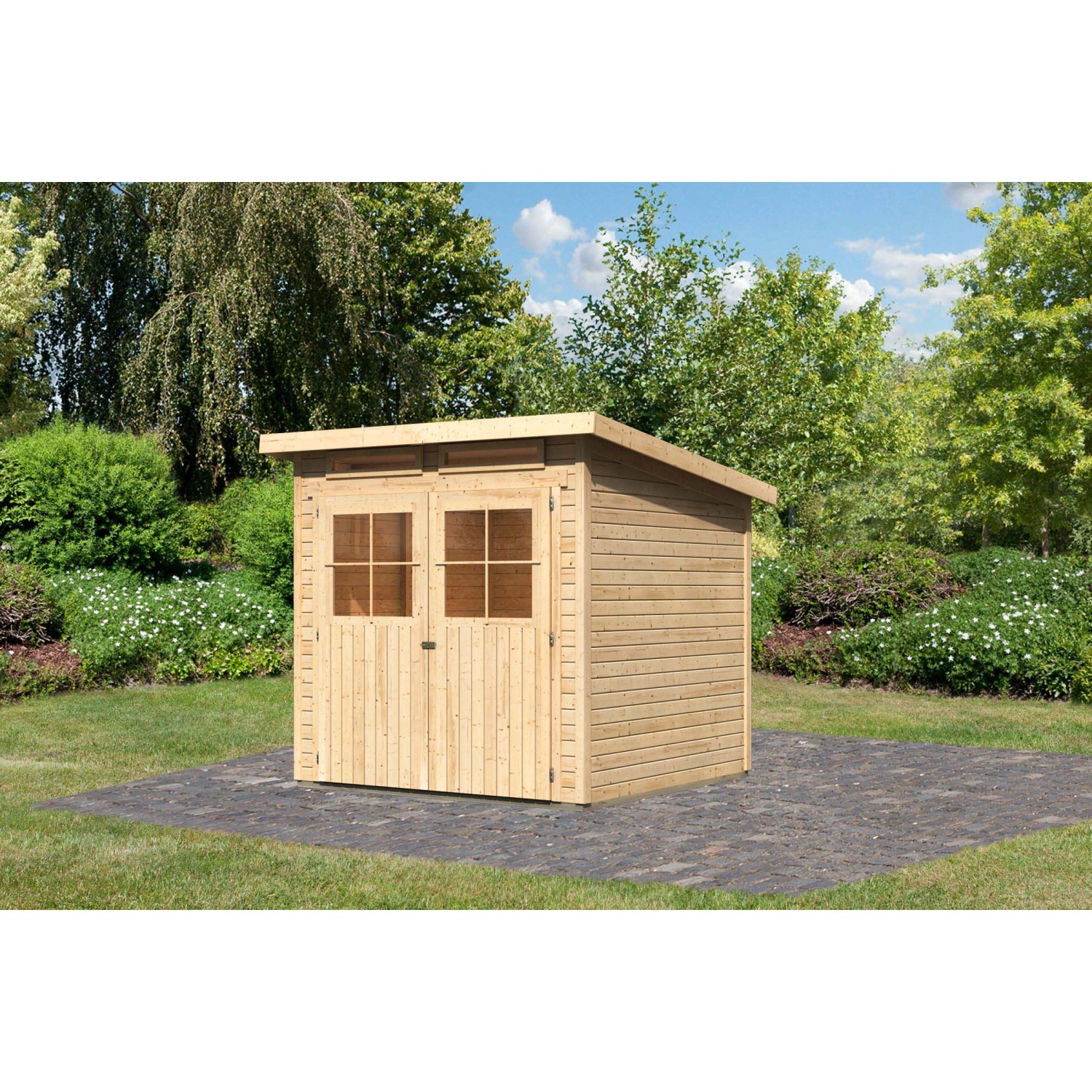 Karibu Holz-Gartenhaus Egersund Natur Pultdach Unbehandelt 209 cm x 213 cm günstig online kaufen