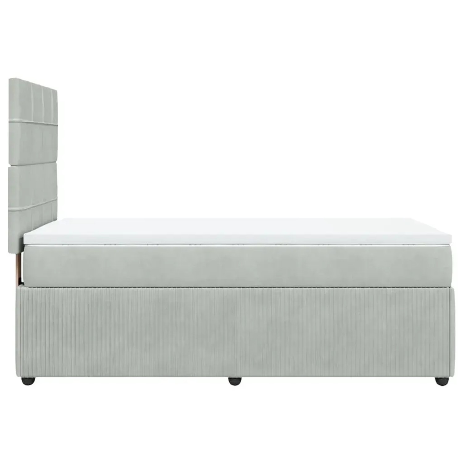 Hellgraues vidaXL Boxspringbett 90x190 cm mit Samtbezug, Matratze und Kopfteil.