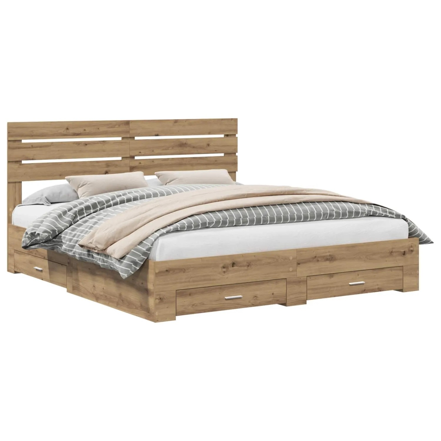 vidaXL Bettgestell mit Schubladen mit Kopfteil Holzwerkstoff 3411621 günstig online kaufen