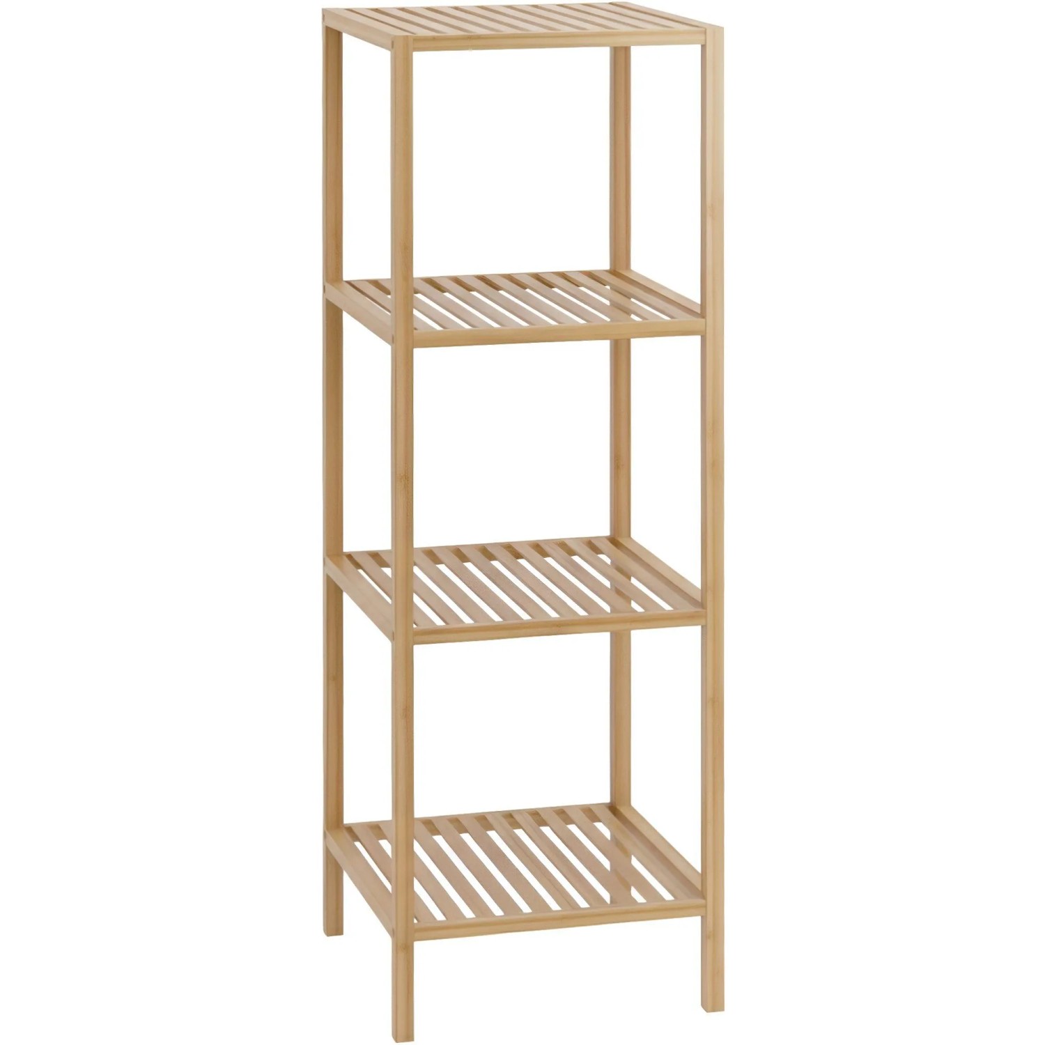 DELUKE Badregal NEUSS M 36x36x112cm Holz Natura Badezimmer-Aufbewahrungsregal Bambusregal Organziger Bad