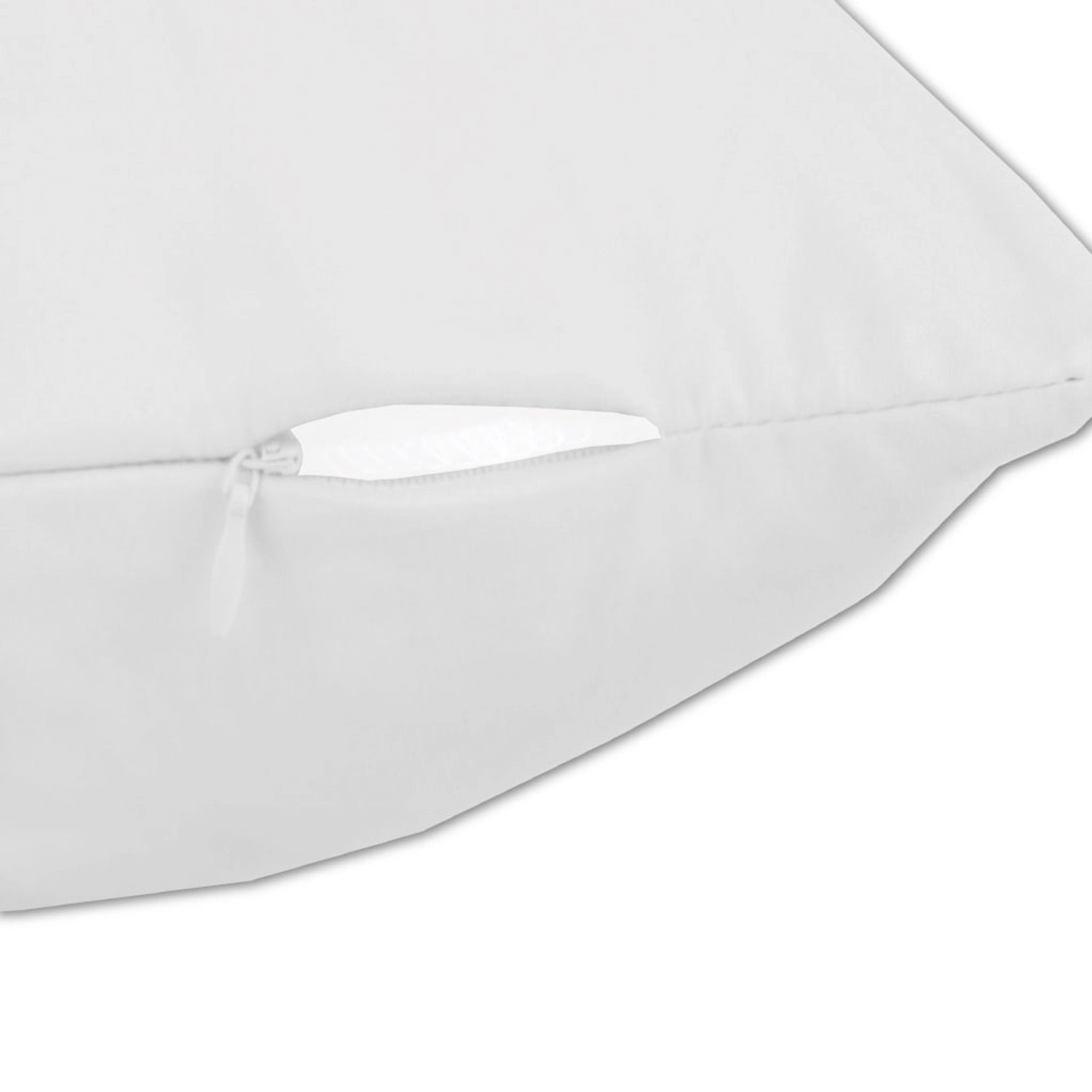 Weiße Bestlivings Seitenschläfer Kissenhülle 40x140 cm mit Reißverschluss Detail.