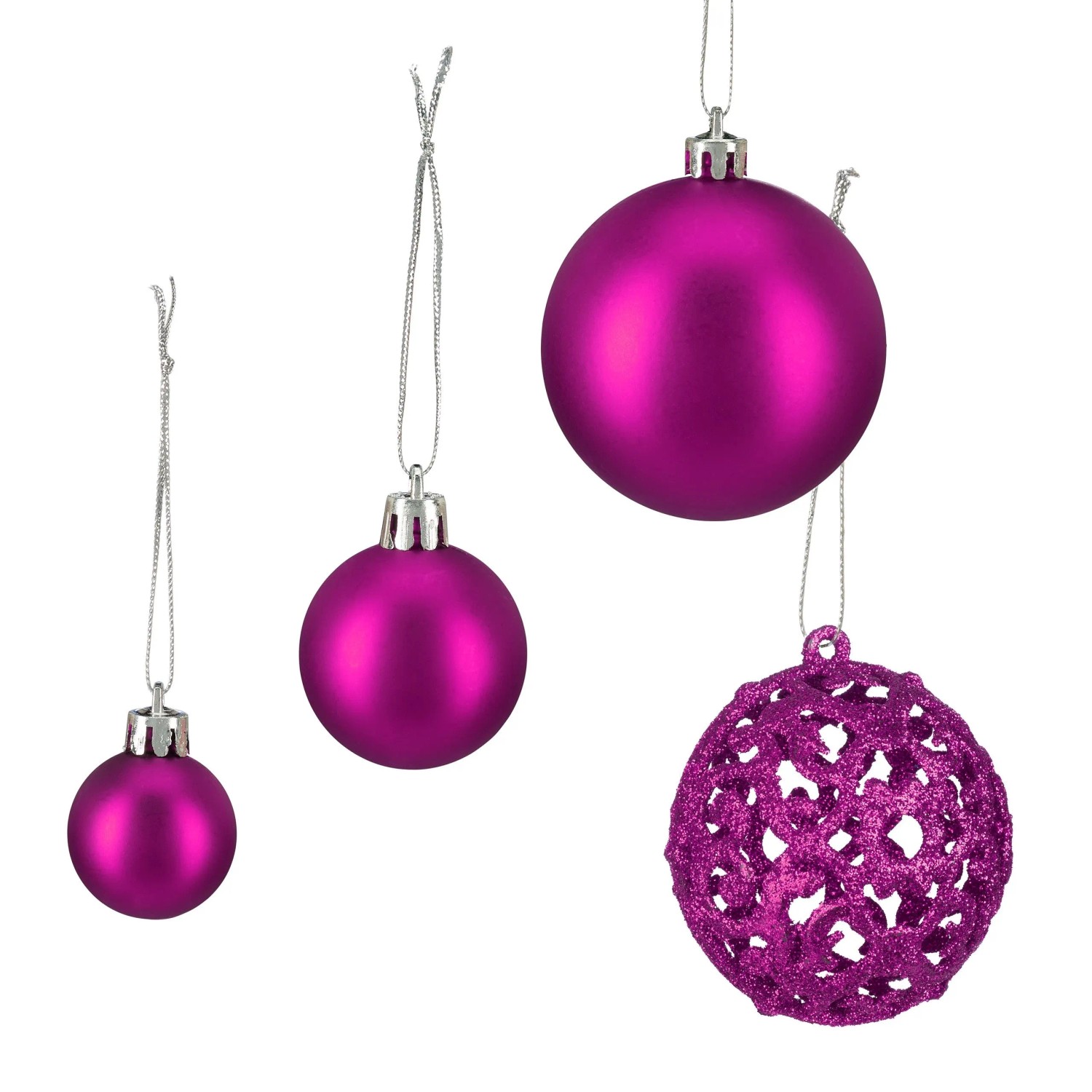 Relaxdays Weihnachtskugeln im 50er Set Polystyrol Pink Glänzend Matt Glitzernd