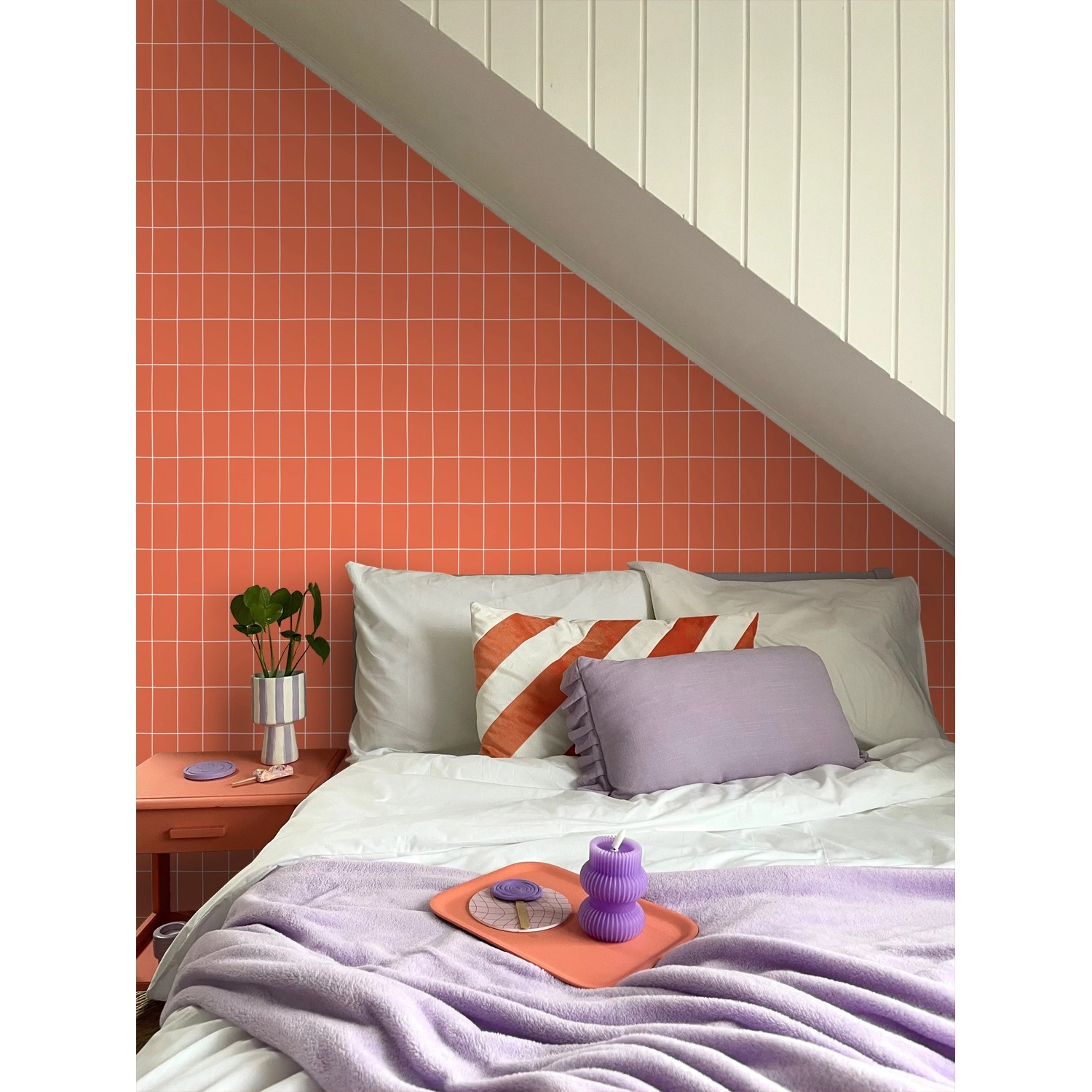 ESTAhome Tapete Kleine Fliesen Orange und Weiß 50 x 900 cm 139963 günstig online kaufen