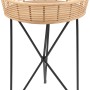 Runder Beistelltisch Minimalist Zen mit Bambus-Tablett und schwarzem Metallgestell, 61 cm hoch.