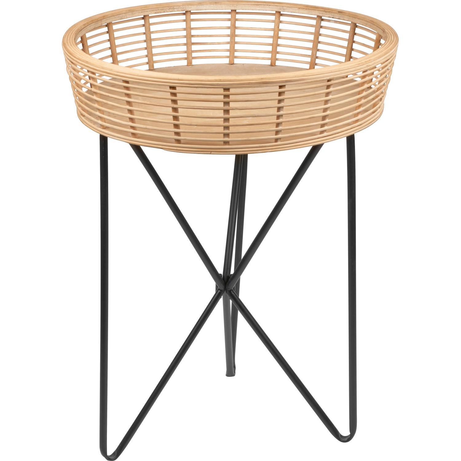 Beistelltisch Minimalist Zen Rund 61 cm x Ø 45 cm Natur-Schwarz