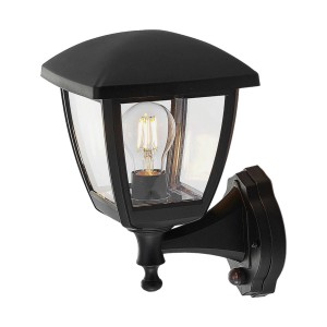 Lindby Wandleuchte Außen Acelya 9949029 mit Bewegungsmelder Spritzwassergeschützt Modern in Schwarz 1-flammig E27