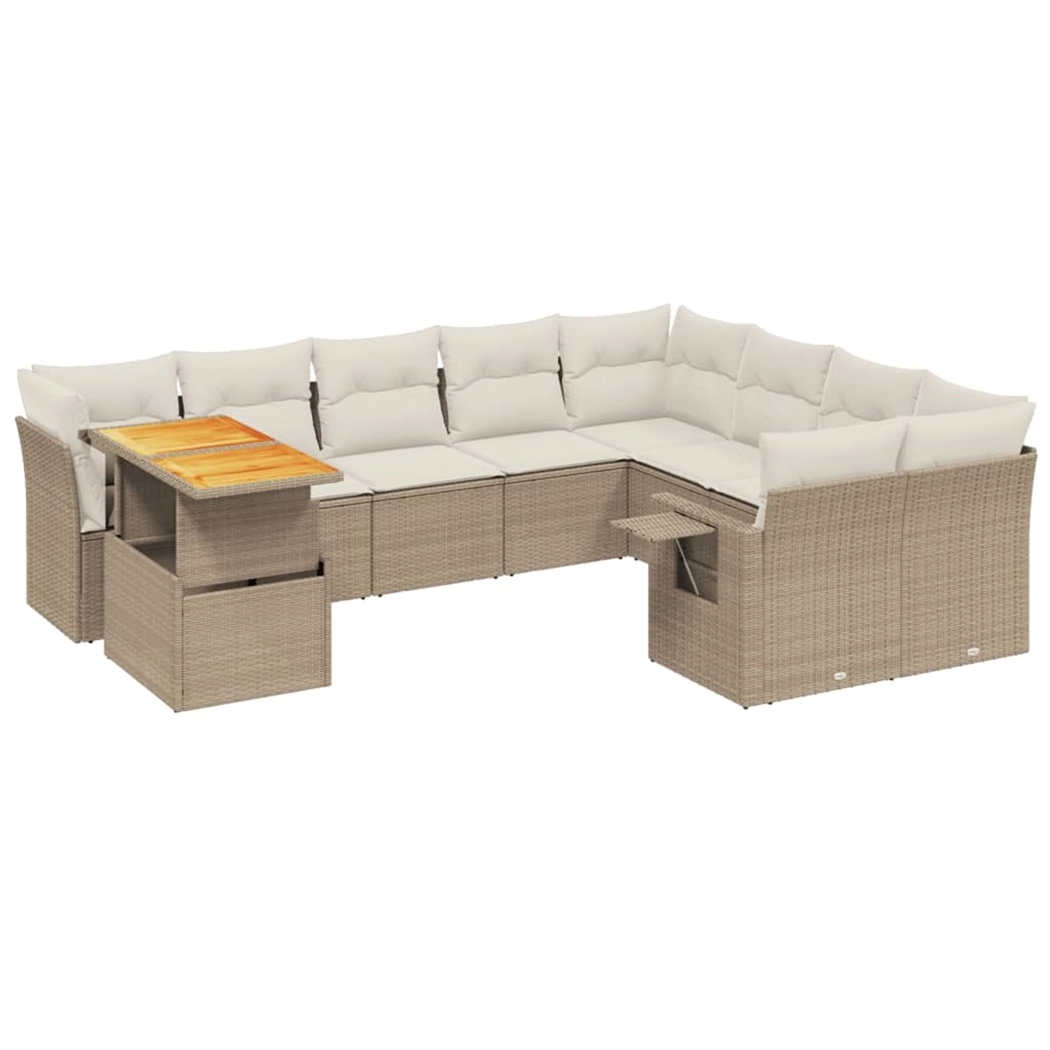 vidaXL 10-tlg Garten-Sofagarnitur mit Kissen Beige Poly Rattan Modell 189 günstig online kaufen