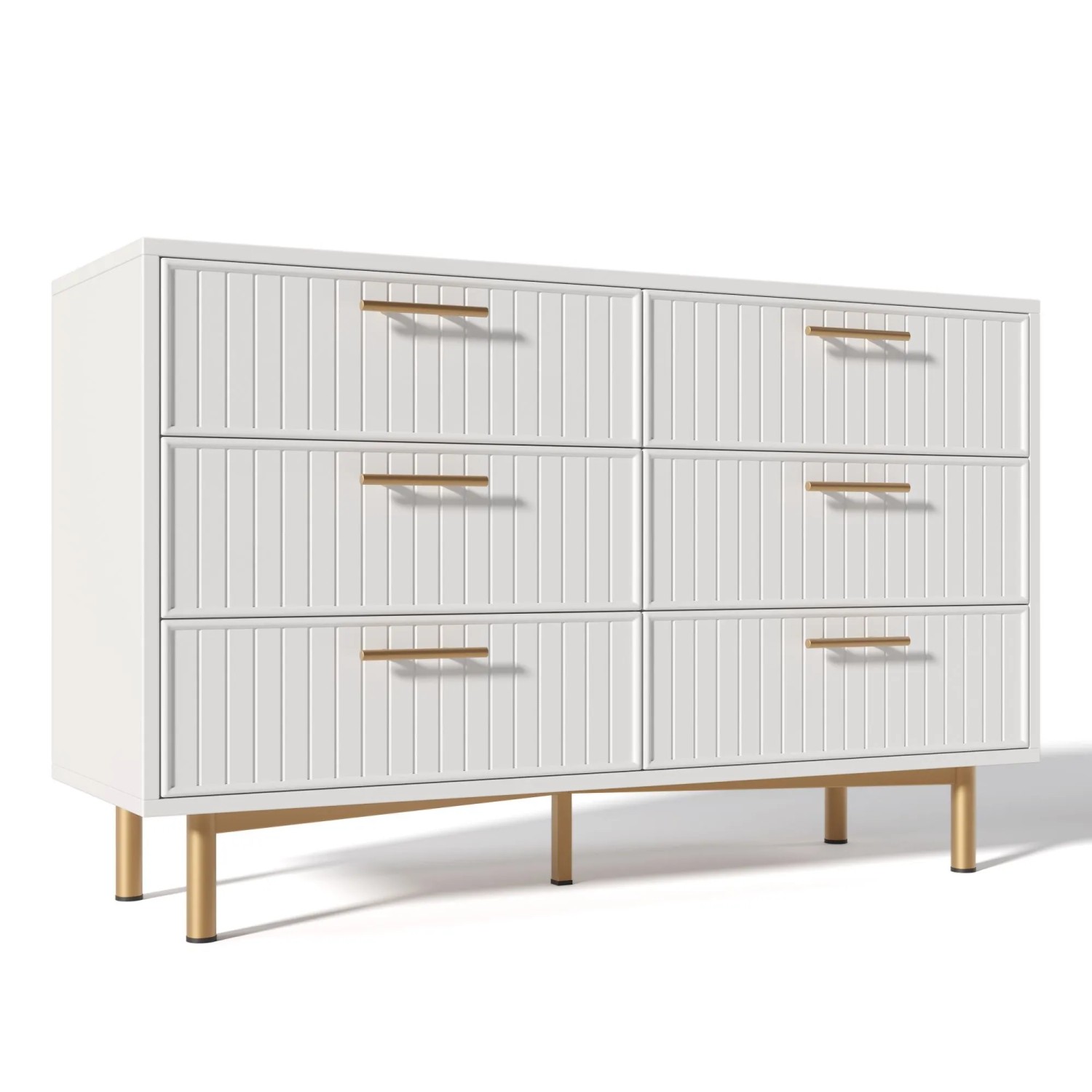 Merax Schubladenkommode 120x40x75cm 6 Schubladen Weiß