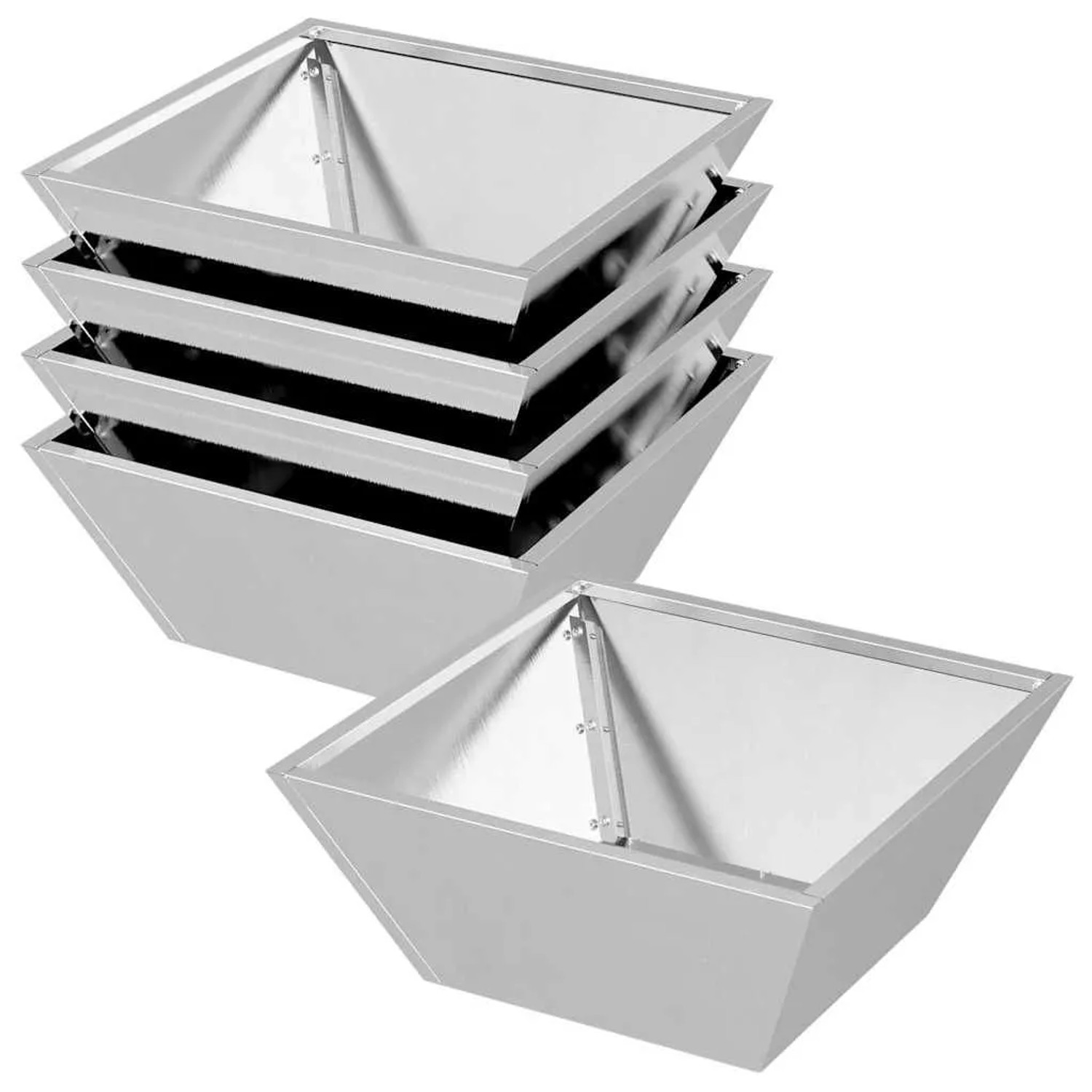 vidaXL Garten-Pflanzgefäß 5 Stk Silber 40 x 40 x 15 cm Edelstahl 873819 günstig online kaufen