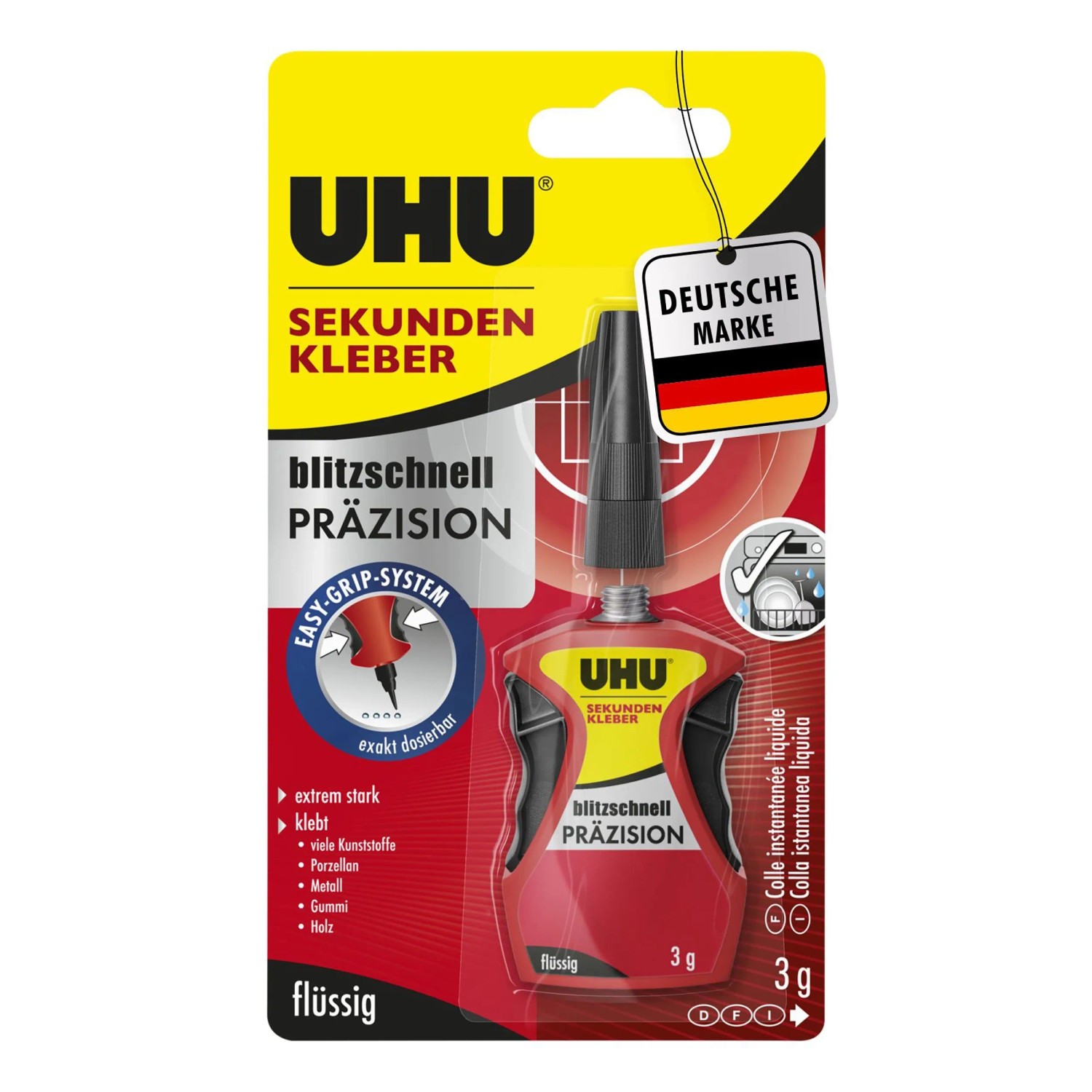 UHU Sekundenkleber Präzision, 3g Flasche mit Applikator für punktgenaues Kleben.