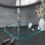 Transparentes Glas-Waschbecken mit Armatur und Ablaufgarnitur von vidaXL.