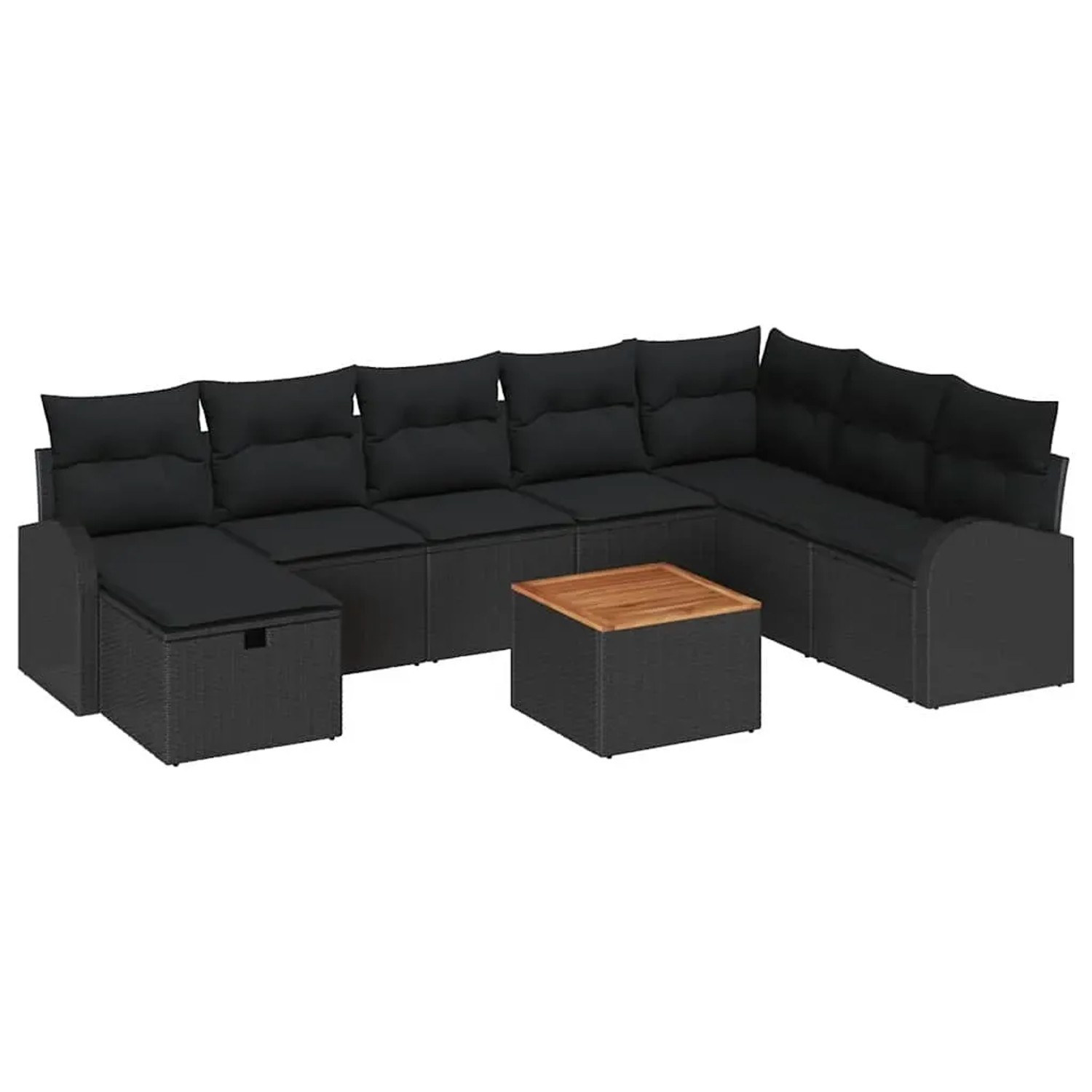 vidaXL Garten-Sofa-Set mit Kissen 9-Tlg Schwarz Poly Rattan 3359527